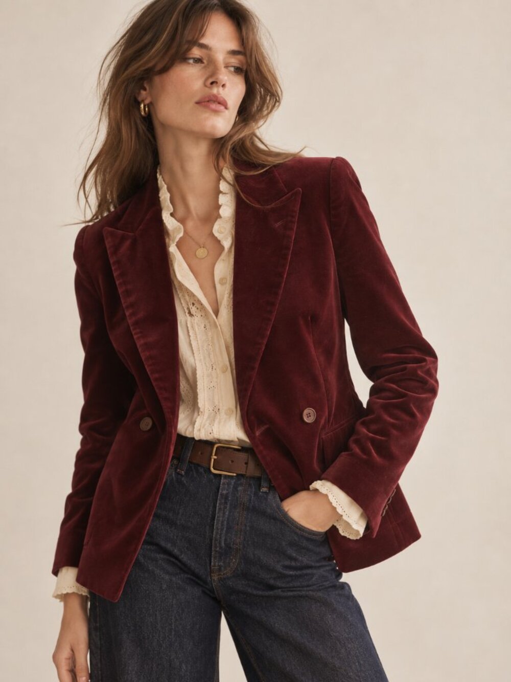Zadig & Voltaire Visko Velvet Blazer Jacket Burgundy Bordeaux NWT Size 36